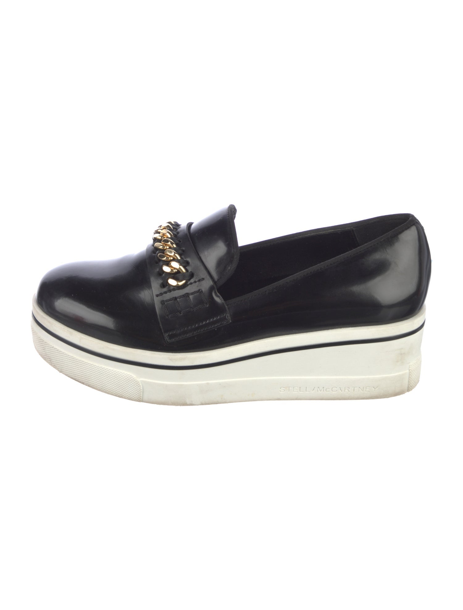 Stella McCartney Patent Leather Chain-Link Accents Loafers