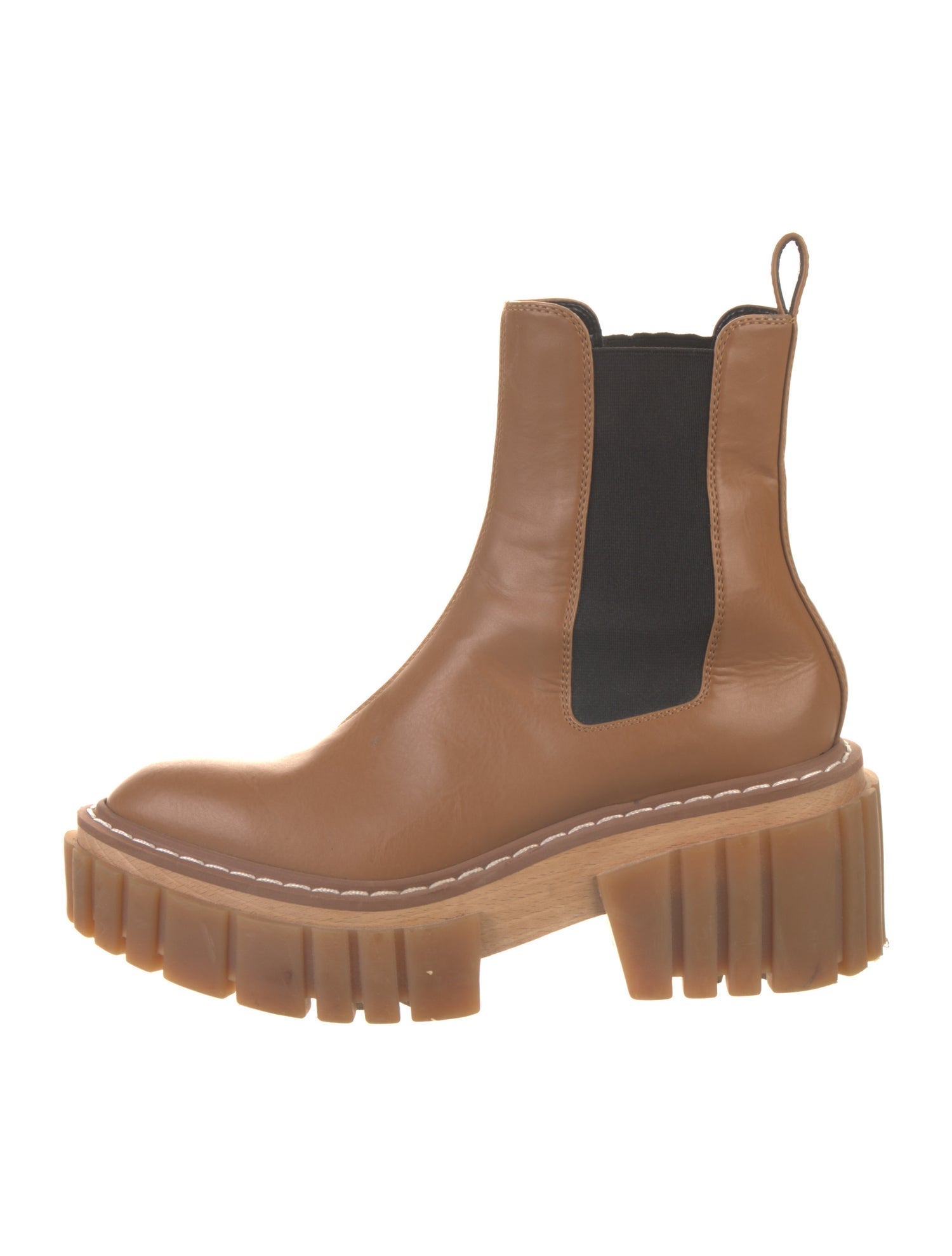 Stella McCartney Leather Whipstitch Trim Chelsea Boots