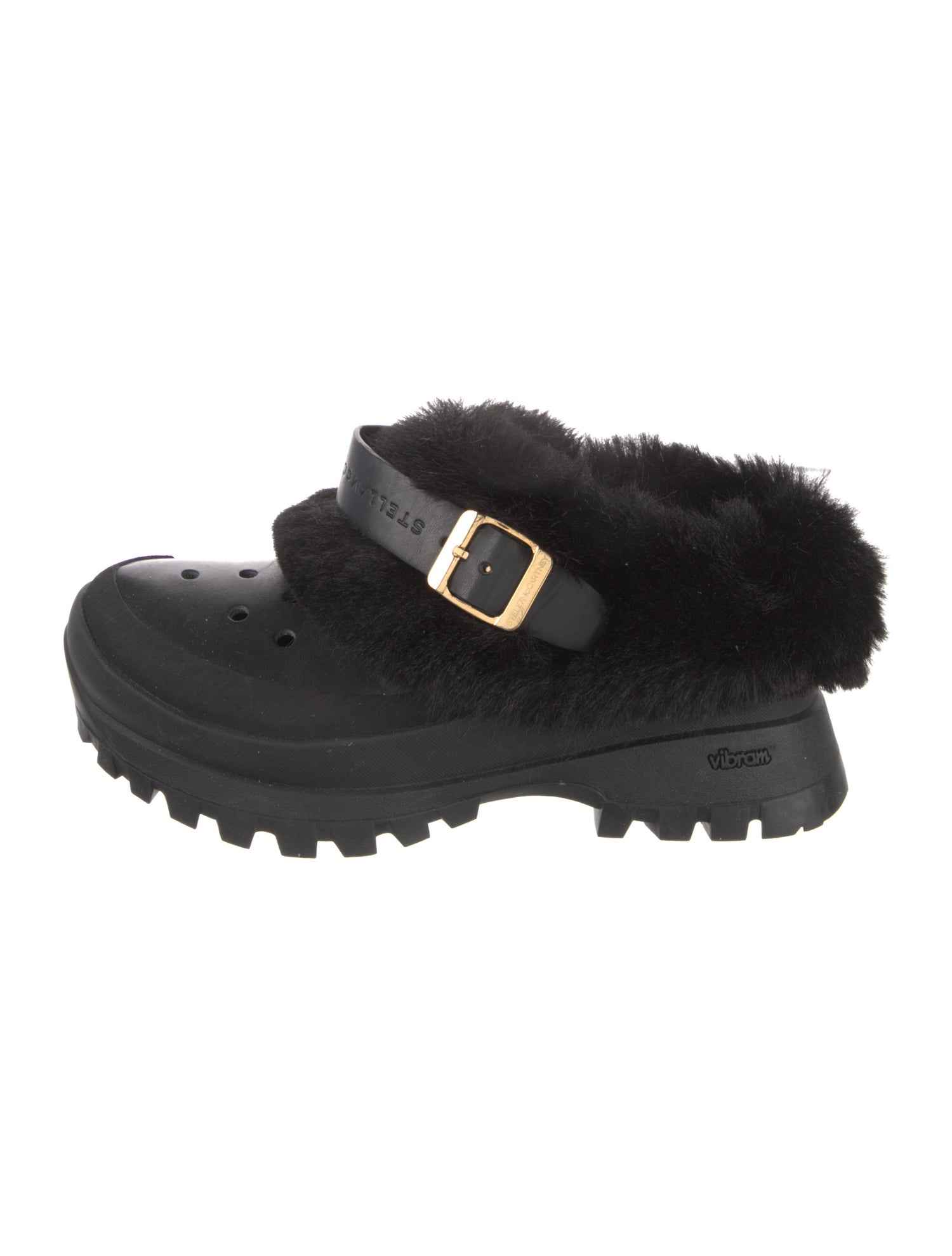 Stella McCartney Vegan Leather Faux Fur Trim Flats