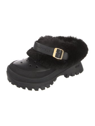 Stella McCartney Vegan Leather Faux Fur Trim Flats