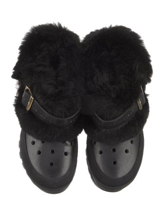 Stella McCartney Vegan Leather Faux Fur Trim Flats