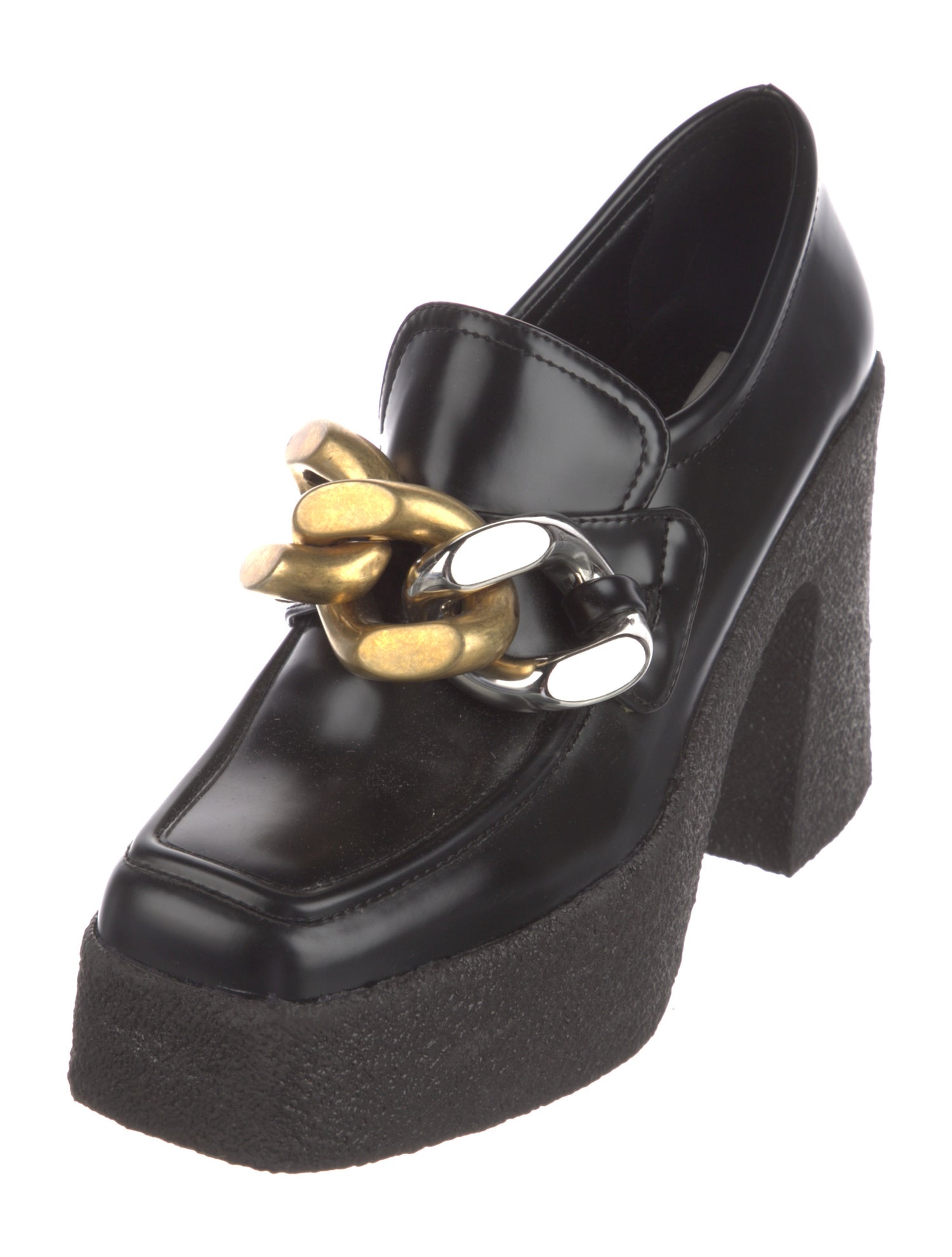 Stella McCartney Leather Chain-Link Accents Pumps