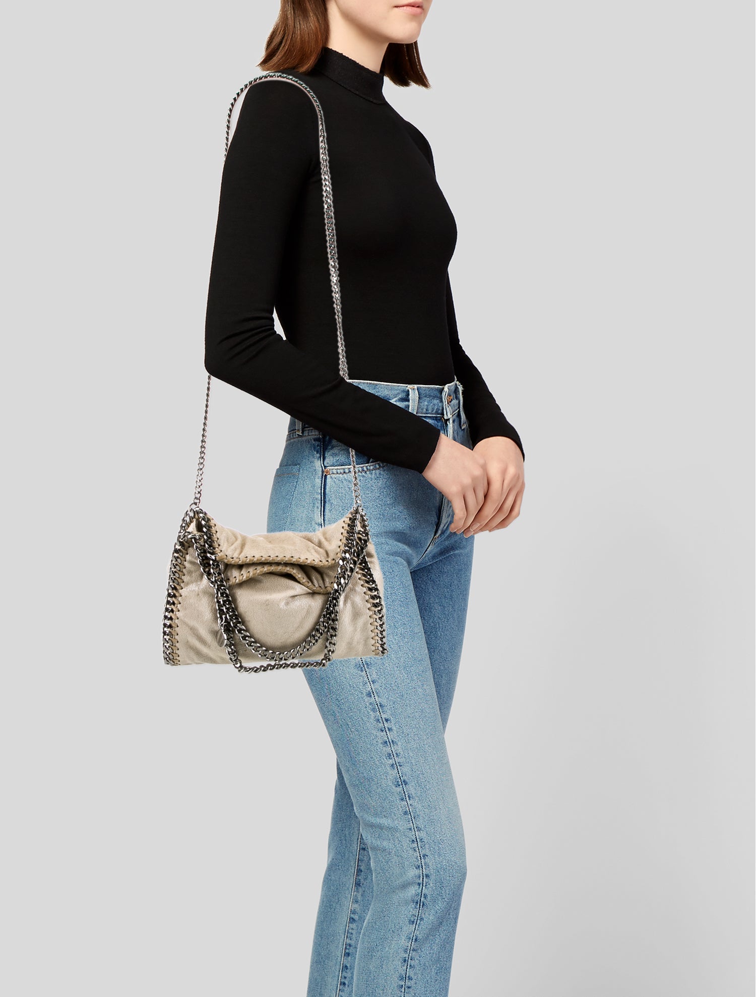 【定価¥138,600】美品★STELLA McCARTNEY★ Stella McCartney Vegetarian Suede Top Handle Bag - Neutrals Handle