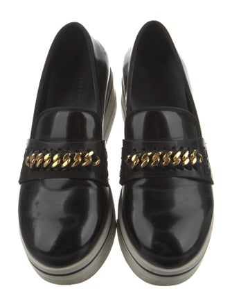 Stella McCartney Patent Leather Chain-Link Accents Wedge Sneakers
