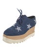 Stella McCartney Denim Distressed Accents Wedge Sneakers