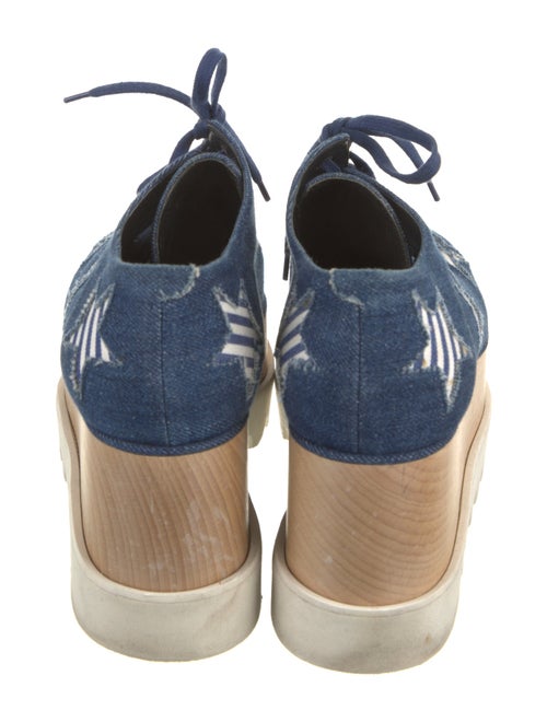 Stella McCartney Denim Distressed Accents Wedge Sneakers