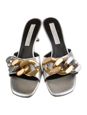 Stella McCartney Leather Chain-Link Accents Slides