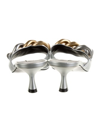 Stella McCartney Leather Chain-Link Accents Slides