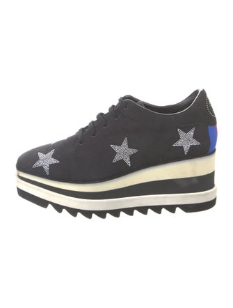 Stella McCartney Vegetarian Suede Printed Wedge Sneakers