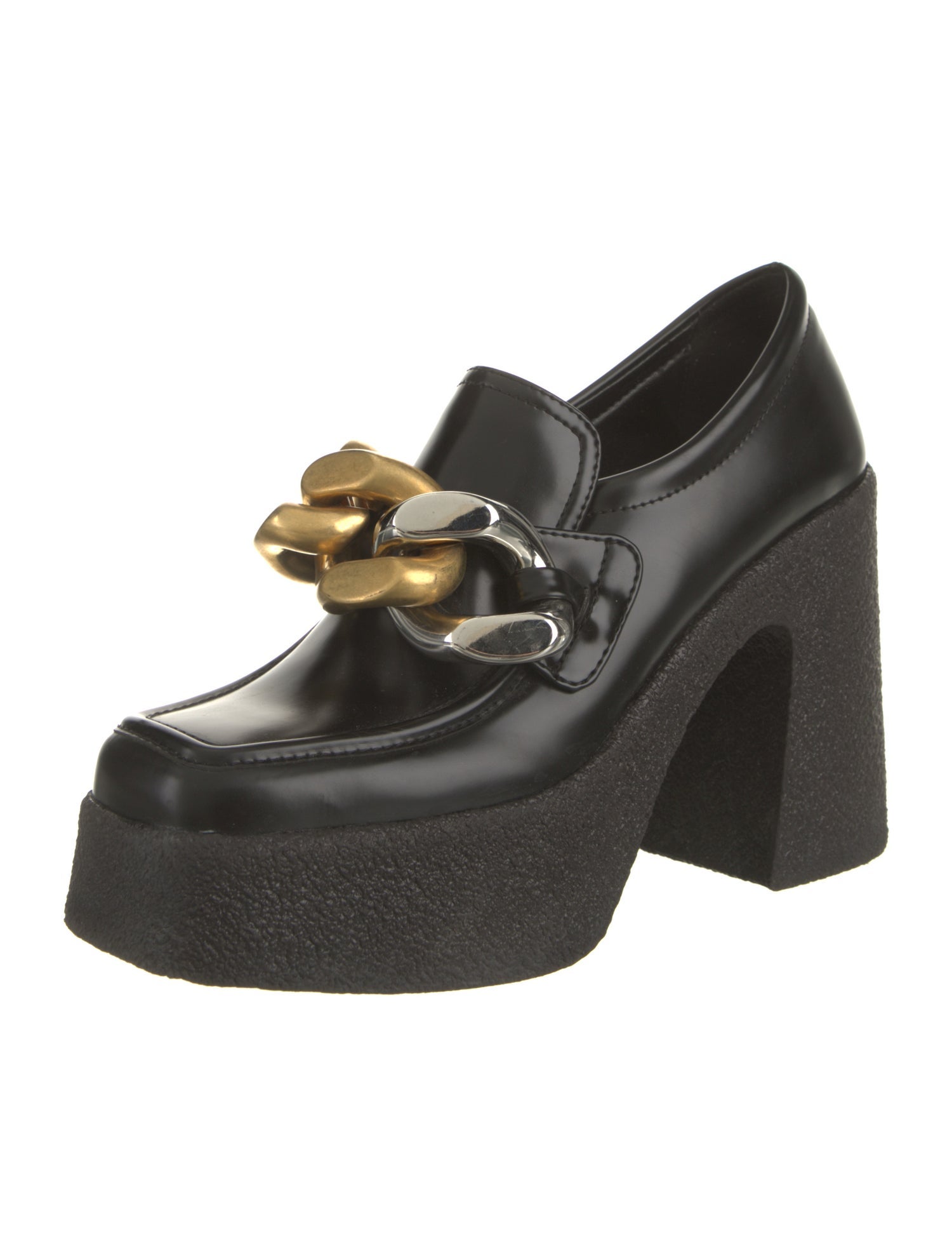 Stella McCartney Leather Chain-Link Accents Pumps