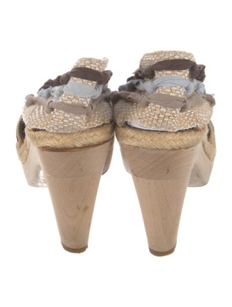 Stella McCartney Canvas Colorblock Pattern Slingback Pumps