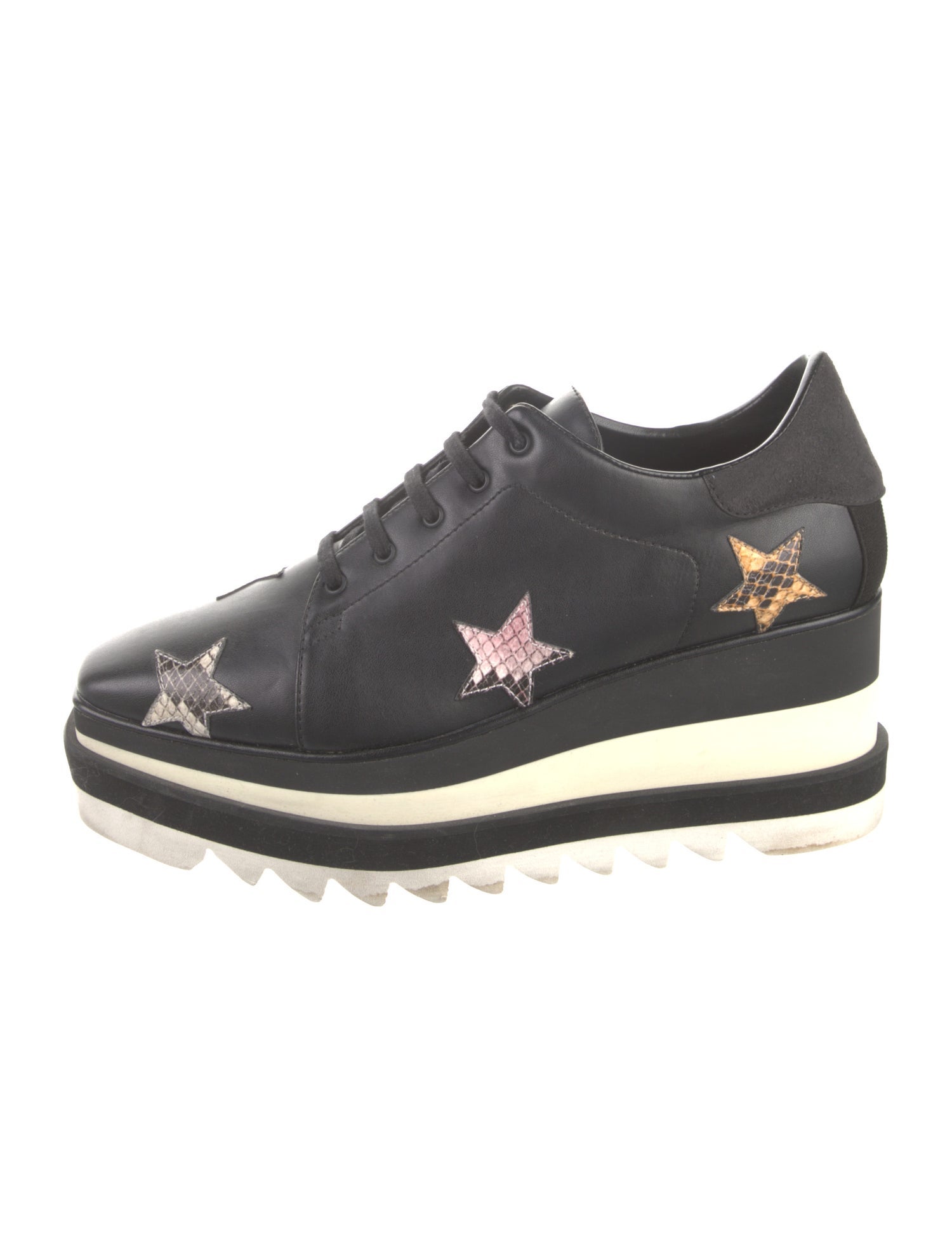 Stella McCartney Leather Colorblock Pattern Oxfords - Silver