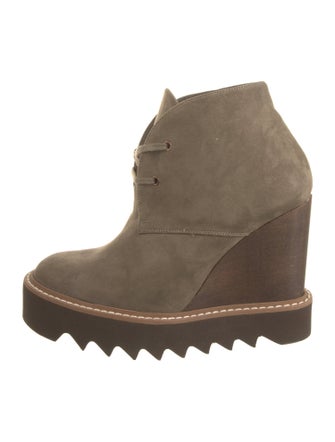 Stella McCartney Vegan Suede Whipstitch Trim Lace-Up Boots