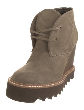 Stella McCartney Vegan Suede Whipstitch Trim Lace-Up Boots