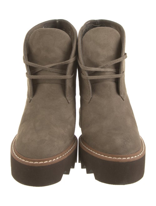 Stella McCartney Vegan Suede Whipstitch Trim Lace-Up Boots