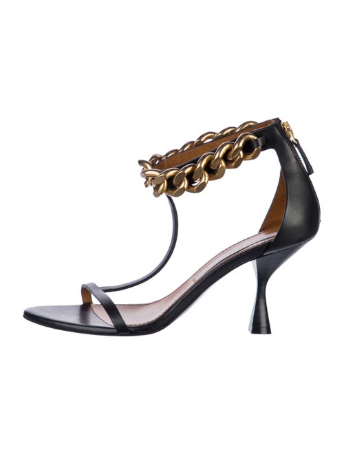 Stella McCartney Leather Chain-Link Accents T-Strap Sandals
