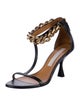Stella McCartney Leather Chain-Link Accents T-Strap Sandals
