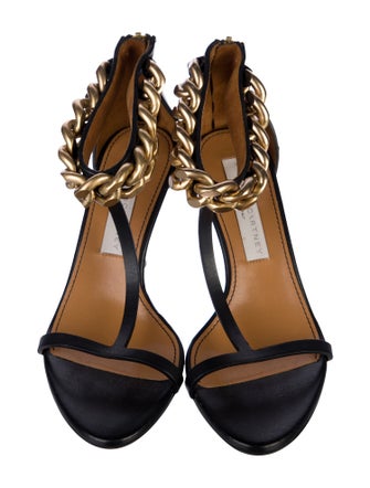 Stella McCartney Leather Chain-Link Accents T-Strap Sandals