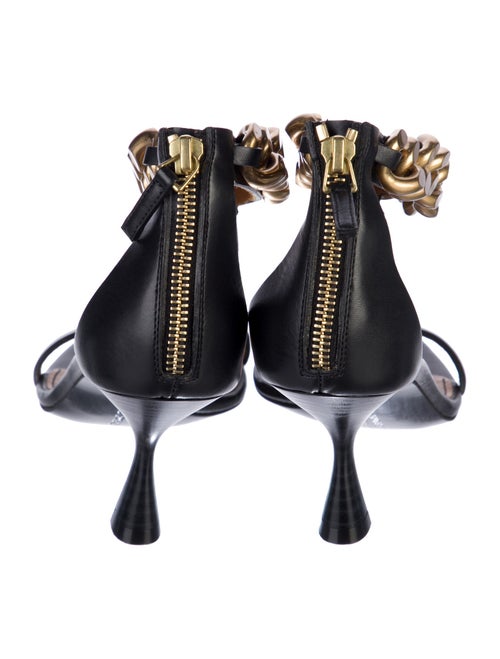 Stella McCartney Leather Chain-Link Accents T-Strap Sandals