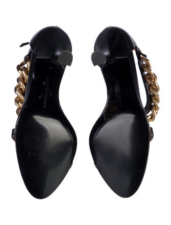 Stella McCartney Leather Chain-Link Accents T-Strap Sandals
