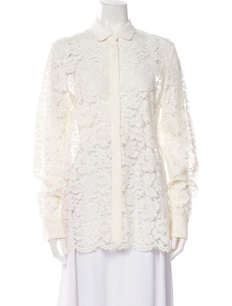 Stella McCartney Lace Pattern Long Sleeve Button-Up Top