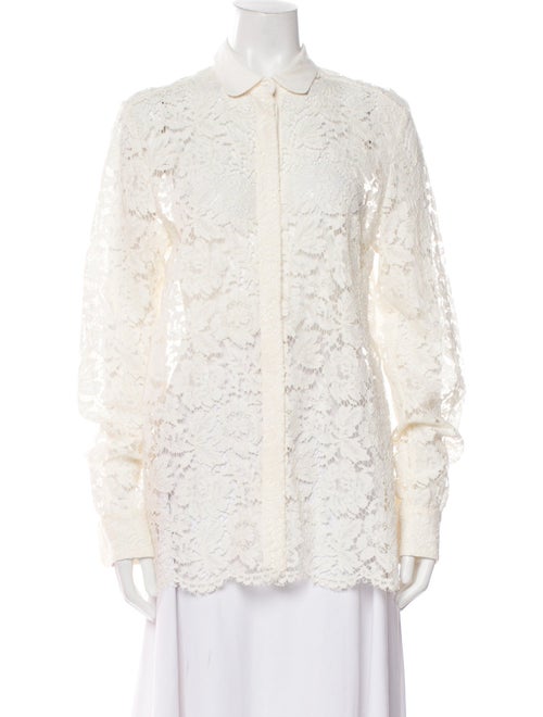 Stella McCartney Lace Pattern Long Sleeve Button-Up Top