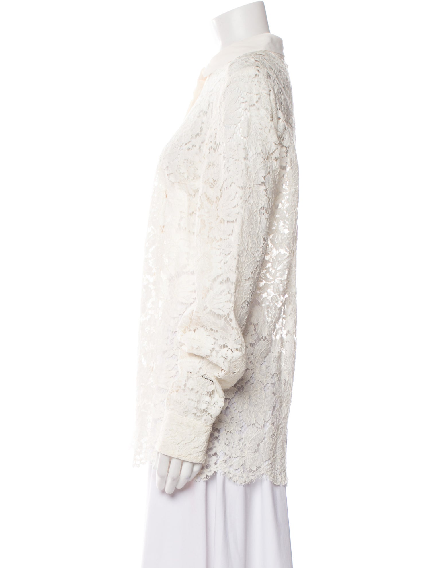 Stella McCartney Lace Pattern Long Sleeve Button-Up Top