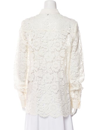 Stella McCartney Lace Pattern Long Sleeve Button-Up Top