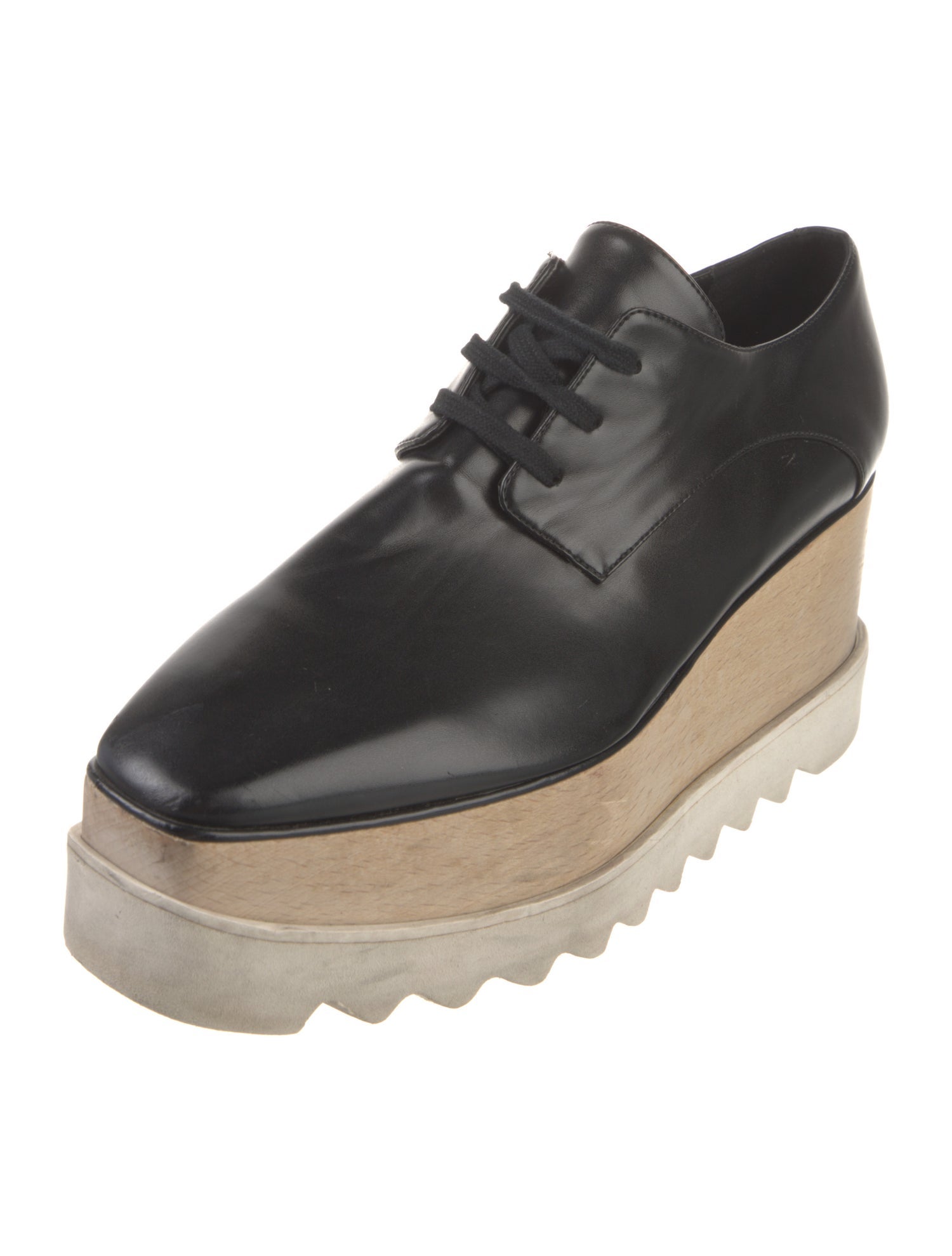 Stella McCartney Leather Colorblock Pattern Oxfords - Silver