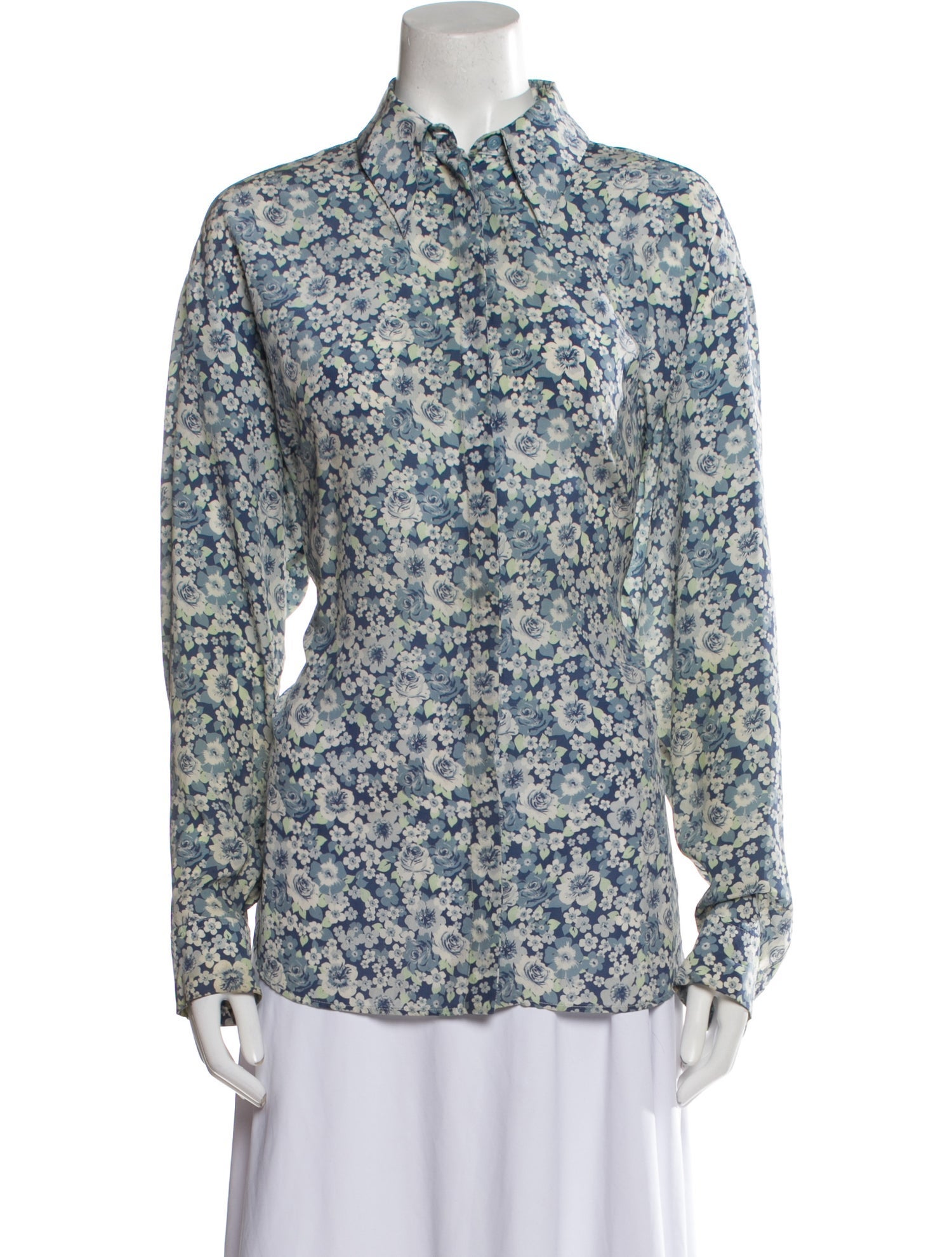 Stella McCartney Silk Floral Print Button-Up Top