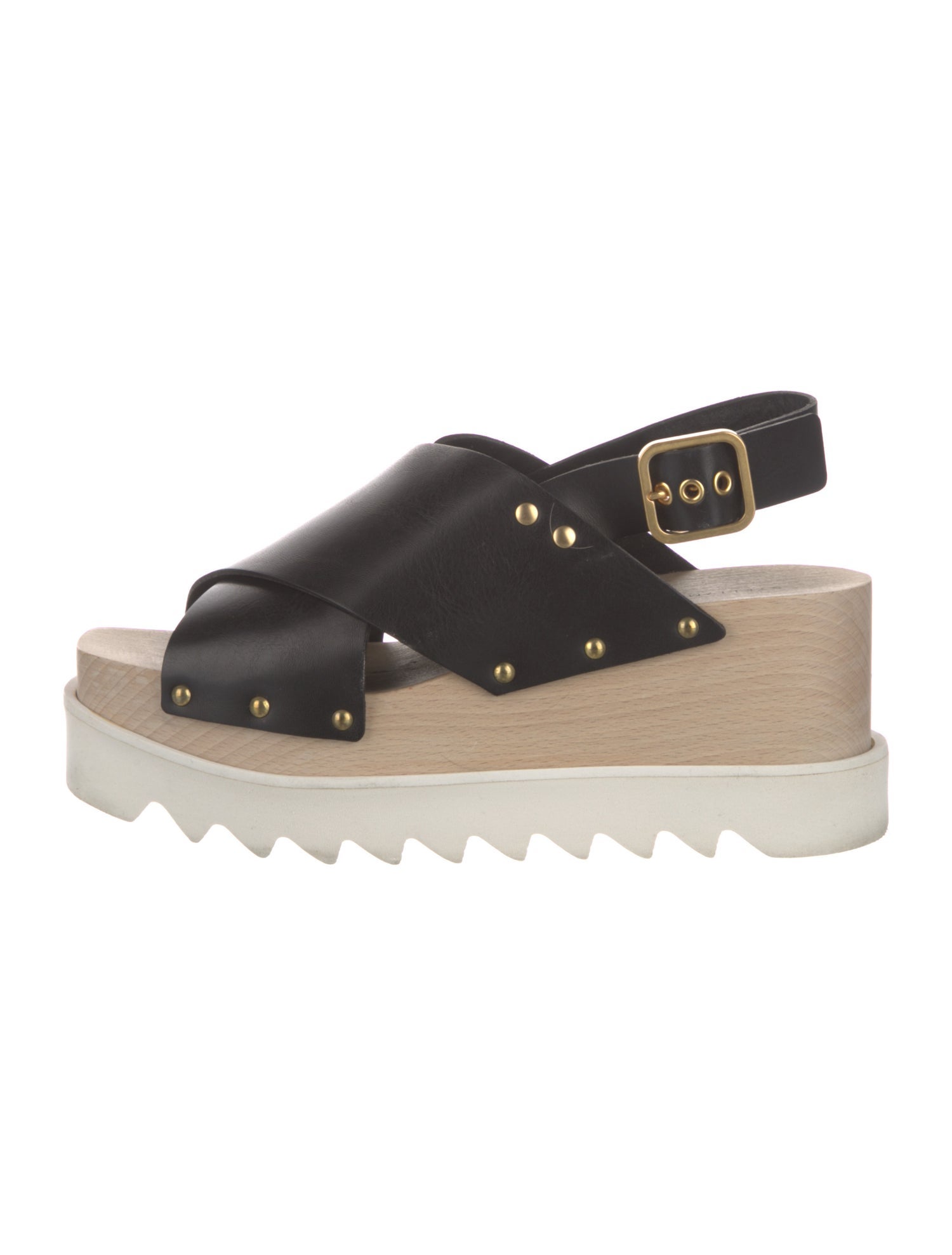 Stella McCartney Leather Studded Accents Slingback Sandals