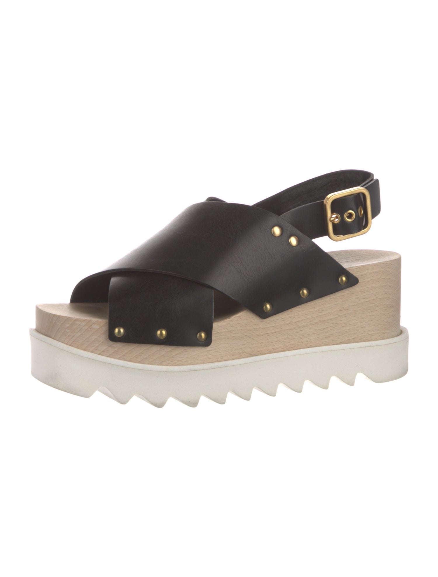 Stella McCartney Leather Studded Accents Slingback Sandals