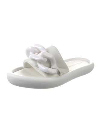 Stella McCartney Leather Chain-Link Accents Slides