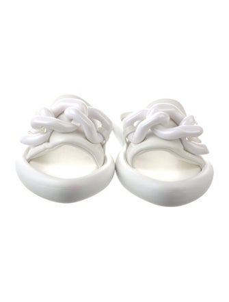 Stella McCartney Leather Chain-Link Accents Slides