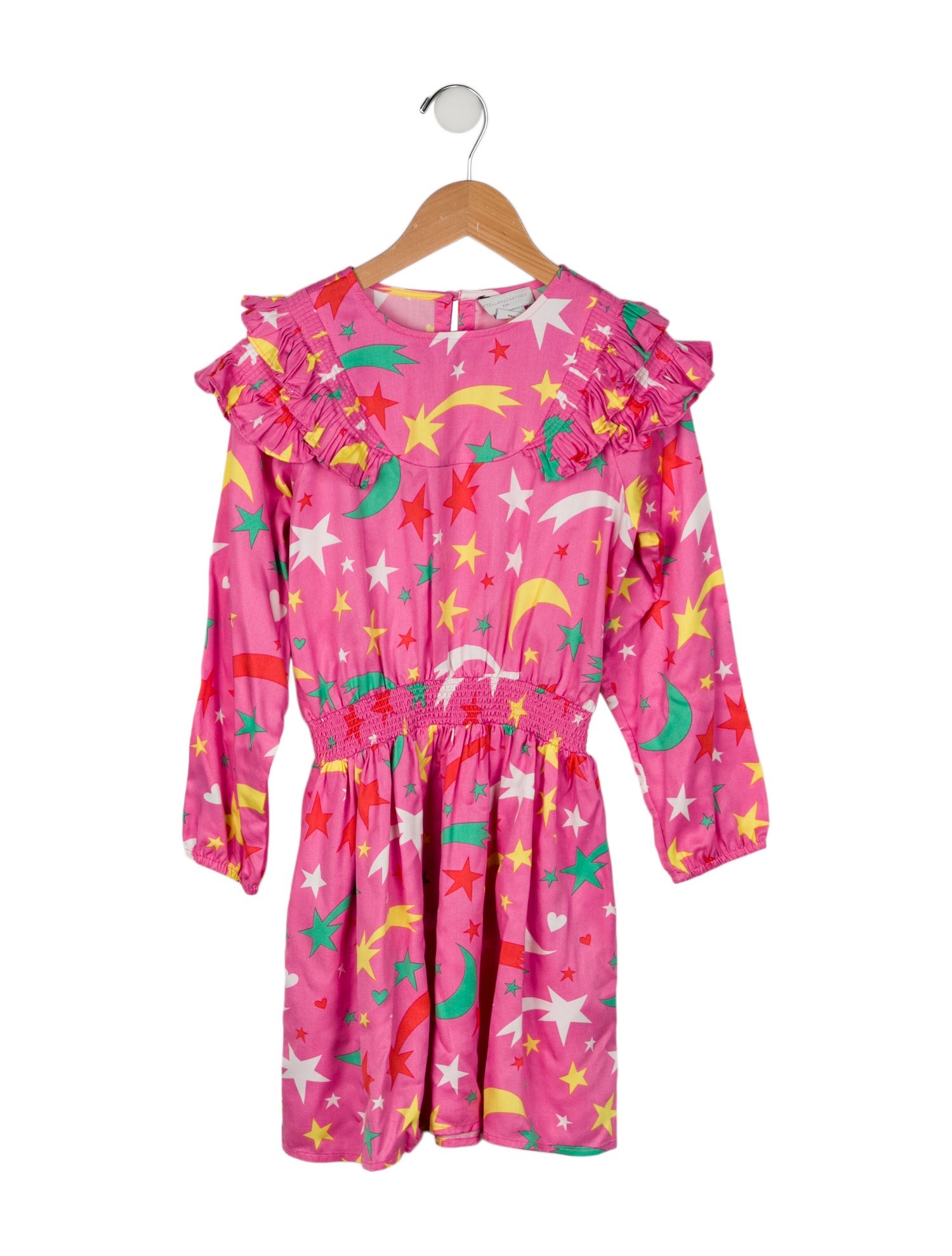 Stella McCartney Girls' pink Multicolored Stella McCartney Faux Fur Printed Coat. Machine washable.