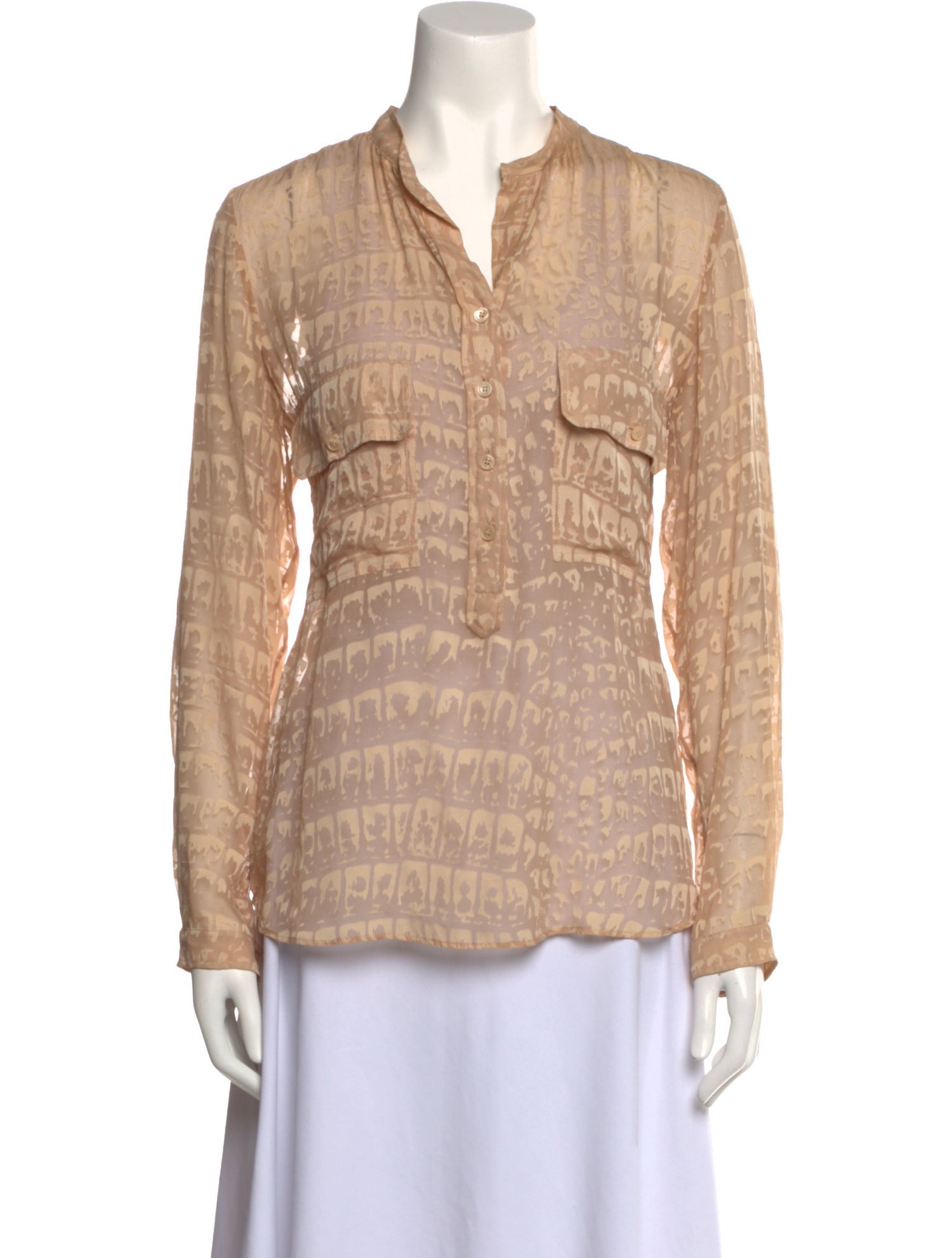 Stella McCartney Printed V-Neck Button-Up Top