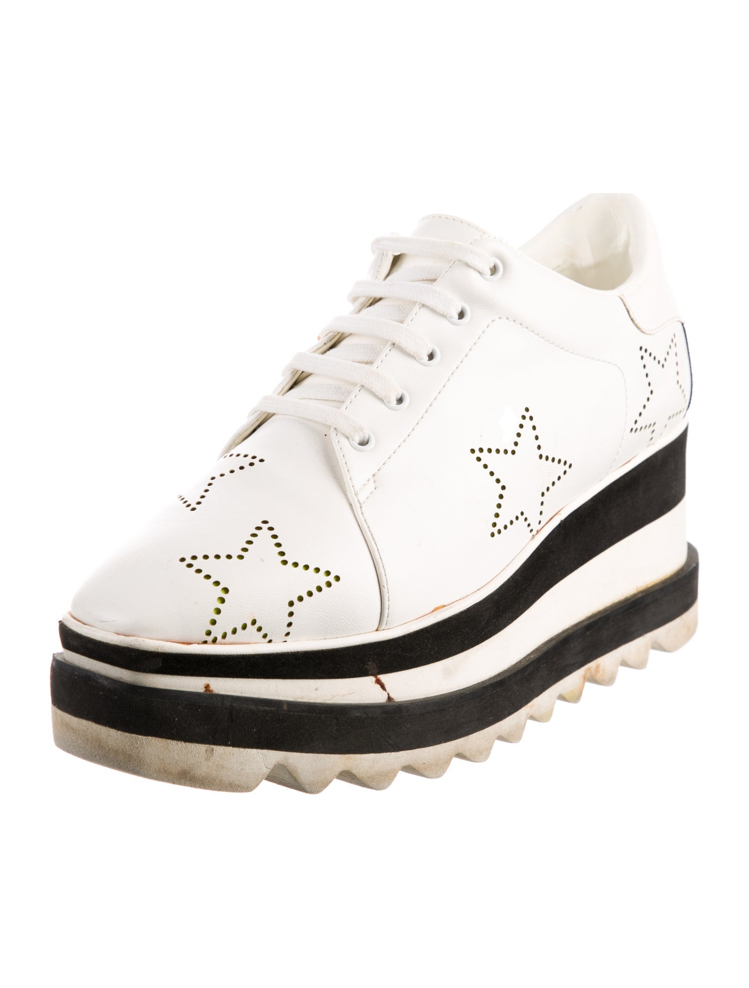 Stella McCartney Leather Printed Wedge Sneakers