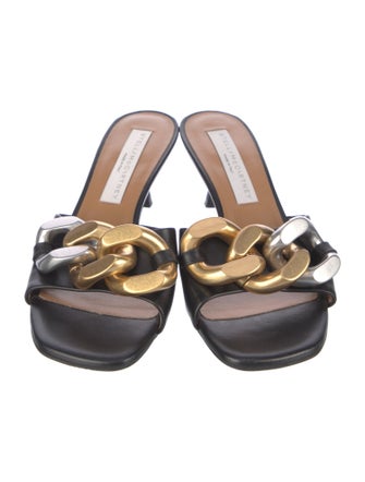 Stella McCartney Vegan Leather Chain-Link Accents Slides
