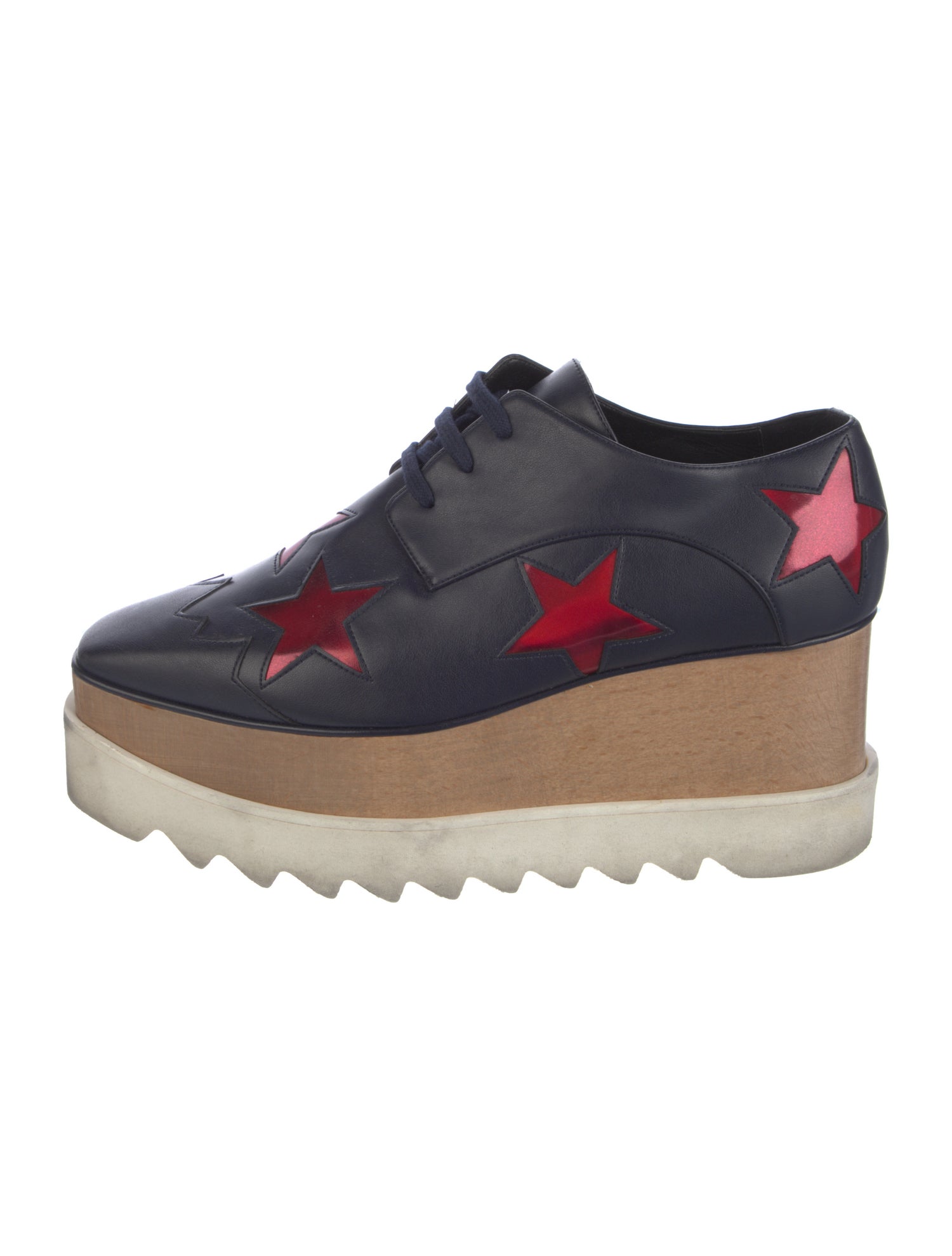 Stella McCartney Star Stripes Print Leather Oxfords