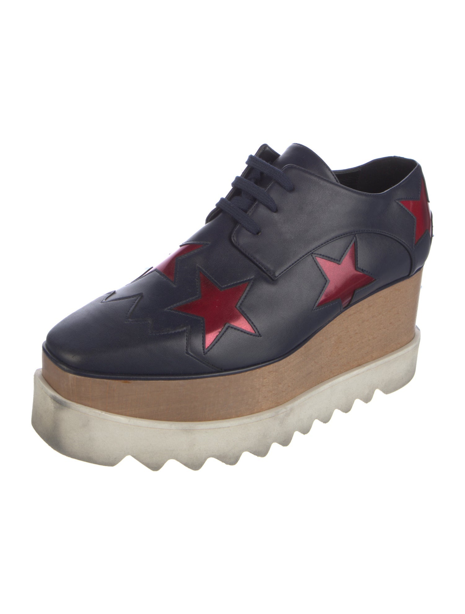 Stella McCartney Star Stripes Print Leather Oxfords