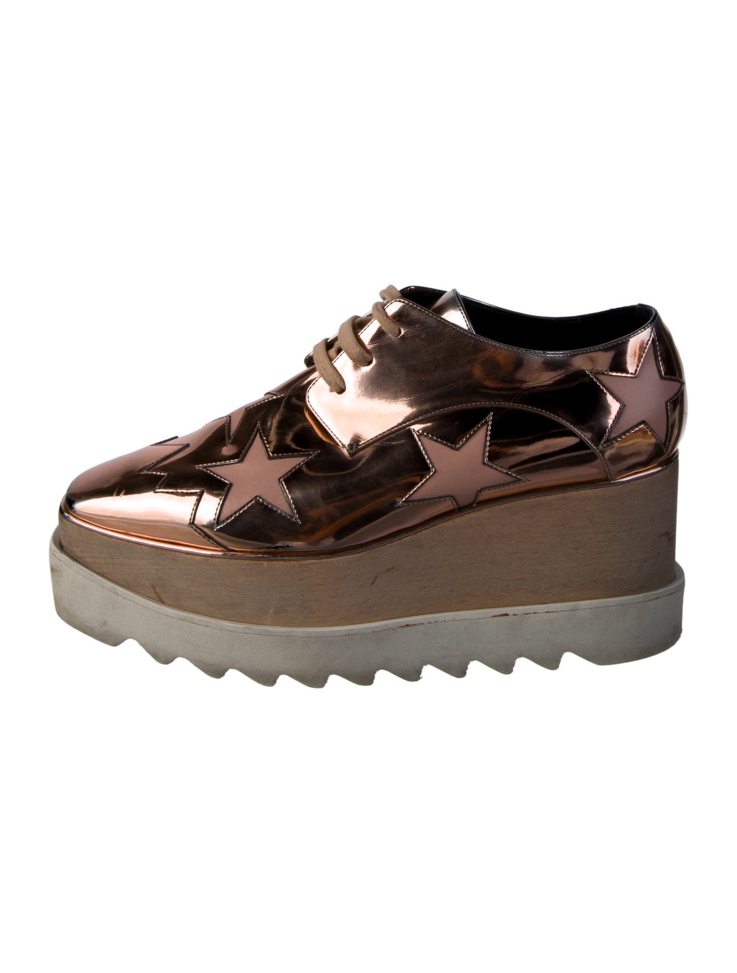 Stella McCartney Leather Colorblock Pattern Oxfords