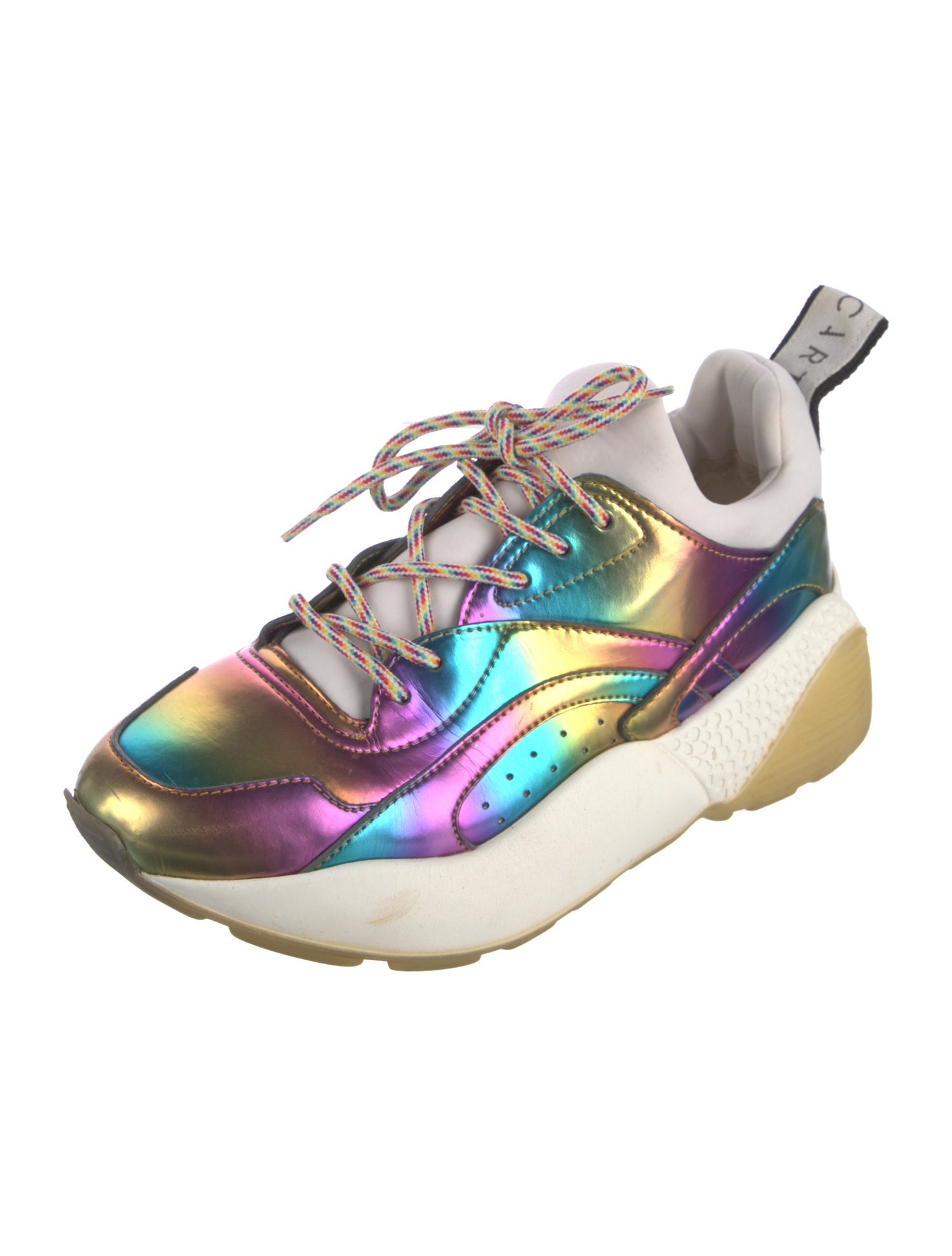 Stella McCartney Leather Colorblock Pattern Chunky Sneakers