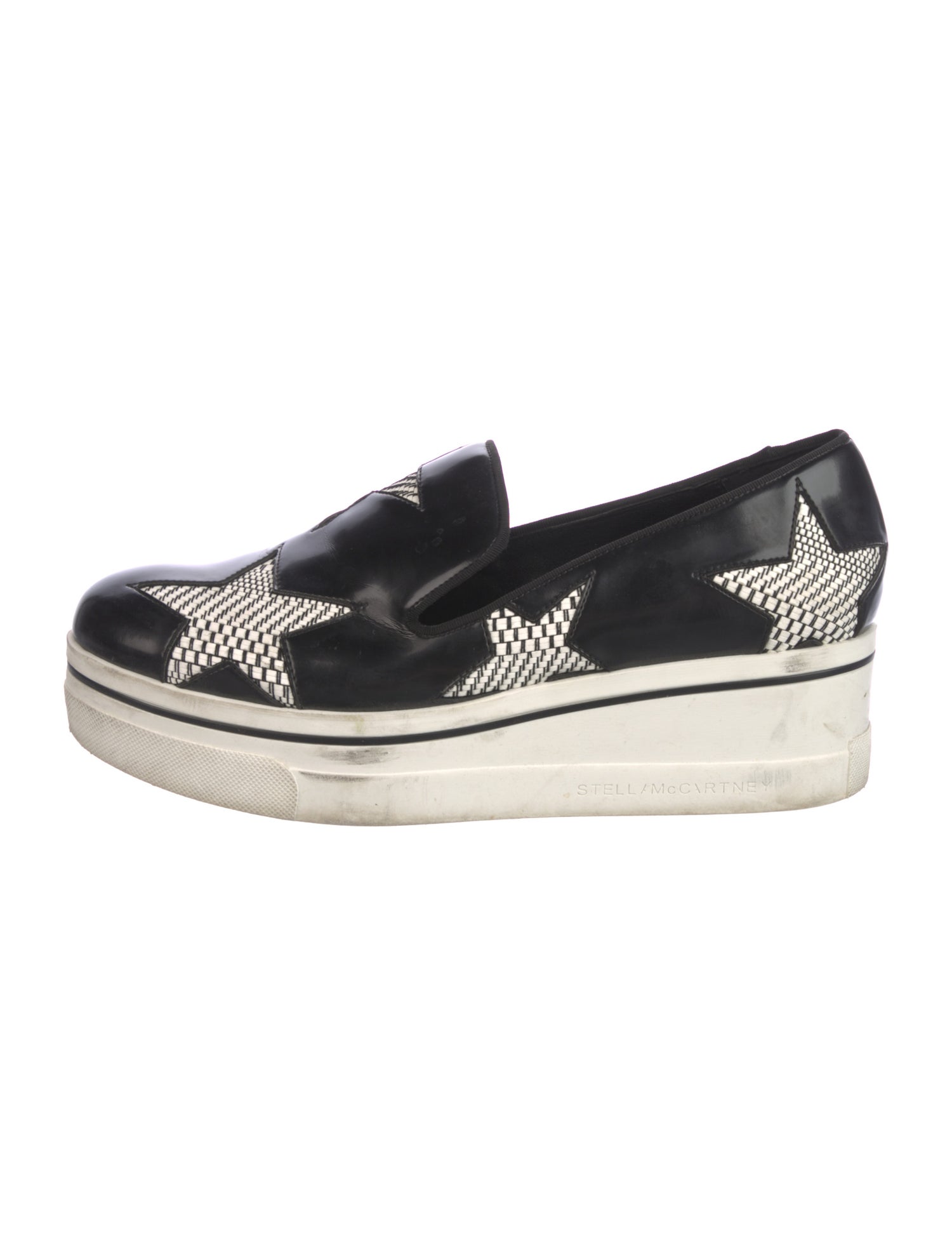 Stella McCartney Patent Leather Printed Wedge Sneakers