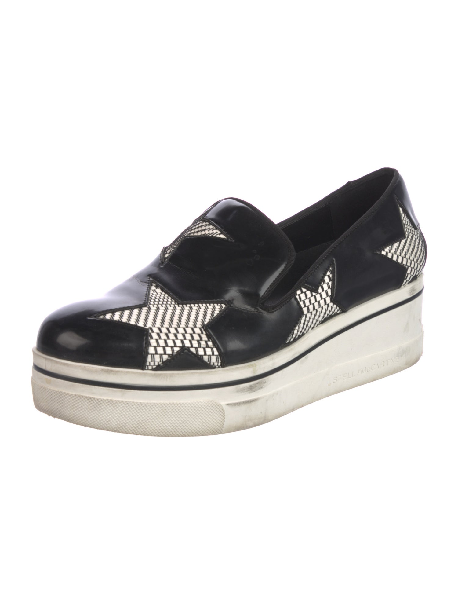 Stella McCartney Patent Leather Printed Wedge Sneakers