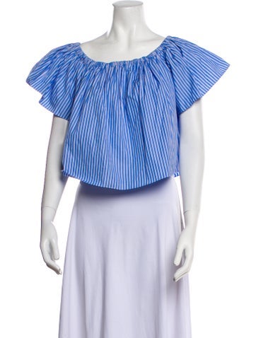 Stella McCartney Tops Striped Off-The-Shoulder Crop Top S