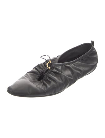 Stella McCartney Leather Ruffle Embellishment Ballet Flats