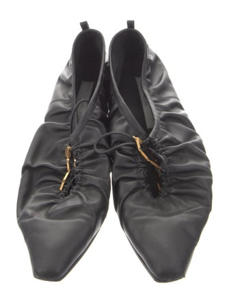 Stella McCartney Leather Ruffle Embellishment Ballet Flats