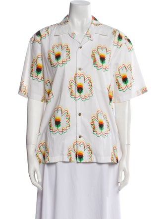 Stella McCartney Printed Short Sleeve Button-Up Top
