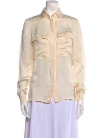 Stella McCartney Silk Long Sleeve Button-Up Top