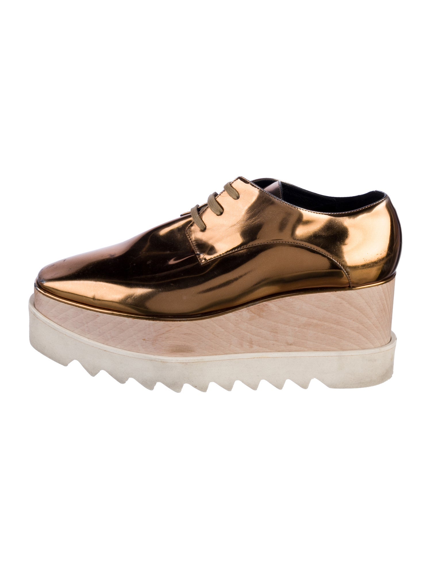 Stella McCartney Vegetarian Patent Leather Colorblock Pattern Oxfords